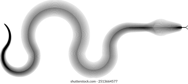 Snake logo. Chinese new year 2025 zodiac snake symbol .design elements . Year of the snake .Abstract flow linear fluid shapes .Curved lines pattern . Vector illustration