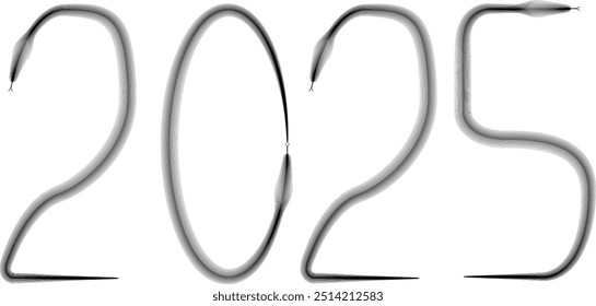 Snake logo. Chinese new year 2025 zodiac snake symbol .design elements .Abstract flow linear fluid shapes .Curved lines pattern . Vector illustration