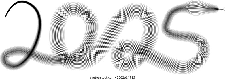 Snake logo. Chinese new year 2025 zodiac snake symbol .design elements .Abstract flow linear fluid shapes .Curved lines pattern . Vector illustration