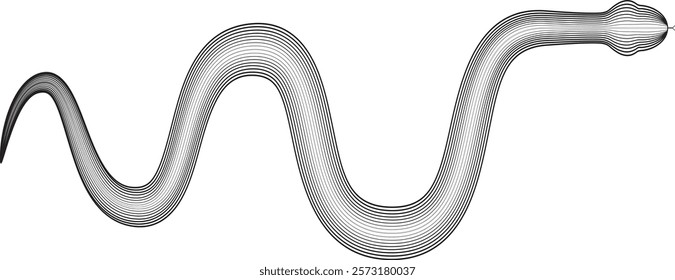 Snake logo. Chinese new year 2025 zodiac snake symbol .design elements .Abstract flow linear fluid shapes .Curved lines pattern . Vector illustration