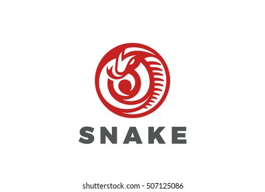 Snake Logo circle shape design vector template.
Mascot Viper Logotype poison concept icon