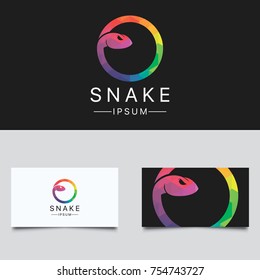 Snake Logo. Colorful Low Poly Snake Logo Design