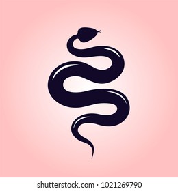 Snake logo design on pink background. Snake sign.