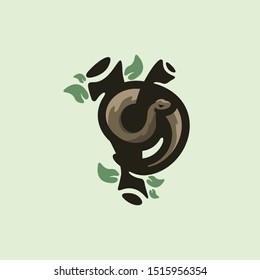 Snake logo design vector line art