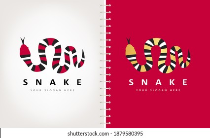 Snake logo vector. Design vector illustration. Striped king snake.