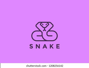 Snake Logo vector design template geometric Linear style. Cobra Logotype icon concept.