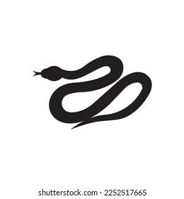 Ilustración del icono del vector del logotipo de la serpiente sobre el diseño plano