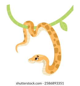 Snake with Long Tail as Tropical Animal and Wild African Fauna Vector Illustration