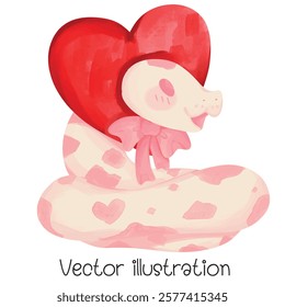 Snake of love Valentine's Day in the Year of the Snake vector illustration