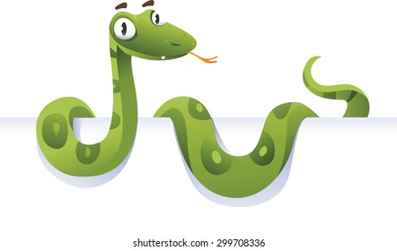 Snake lying down in front of white background