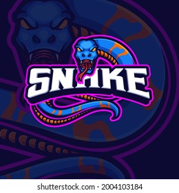 Snake mascot esport gaming logo design