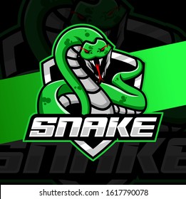 snake mascot esport logo design