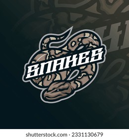 snake mascot logo design with modern illustration concept style for badge, emblem and t shirt printing. snake illustration for sport and esport team.