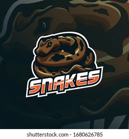 snake mascot logo design vector with modern illustration concept style for badge, emblem and tshirt printing. angry snake illustration.