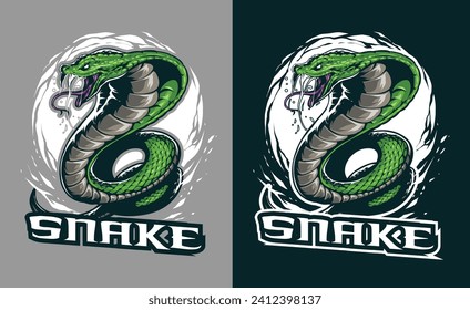 Snake Mascot Logo Design Vector Illustration, Snake Logo for Esports team Badge, Gaming Mascots Emblem, Snake Logo Template