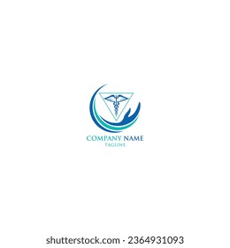 Snake medical icon, caduceus vector sign isolated on white background