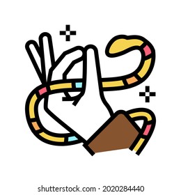 snake meditation boho color icon vector. snake meditation boho sign. isolated symbol illustration