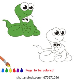 Snake and Mom to be colored, the coloring book for preschool kids with easy educational gaming level.