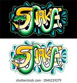 Snake mural graffiti art water drop color full logo design vector