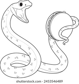 Snake Musician Tambourine Music Animal Vector Graphic Art Illustration