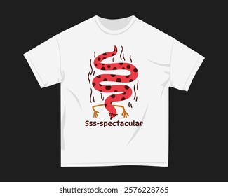 Snake naive cartoon vector t shirt design, Naive funny cartoon graphic t-shirt. Art design for clothing design. Apparel design.