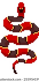 Snake as the new year of shake on Chines new year 2025 with red color vector pixel art for element or icon