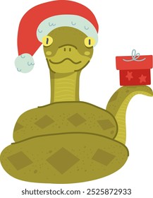 Snake New Year Symbol With Gift Vector Illustration