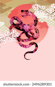 Snake New Year's card Cherry blossom Background