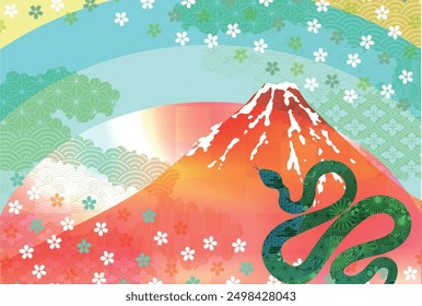 Snake New Year's card Cherry blossom Background