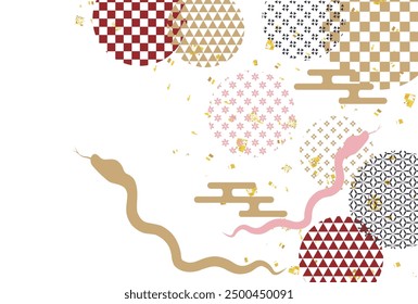 Schlange Neujahrskarte Kirschblüte Hintergrund