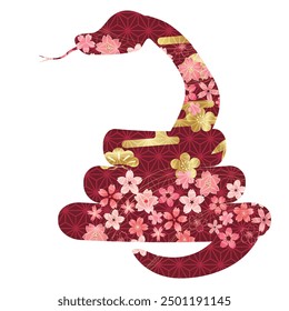 Schlange Neujahrskarte Kirschblüte Symbol