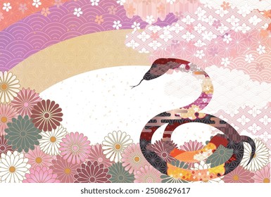 Snake New Year's card Cherry blossom Background