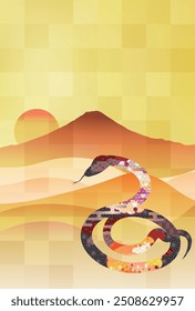 Tarjeta del año Nuevo de la serpiente Fondo de la flor del cerezo