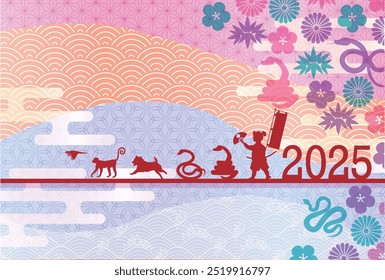 Snake New Year's card Oriental zodiac Background