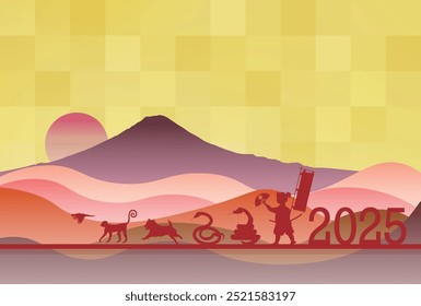 Snake New Year's card Oriental zodiac Background