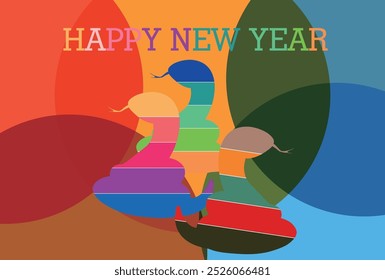 Snake New Year's card Oriental zodiac Background