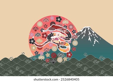 Snake New Year's card Oriental zodiac Background