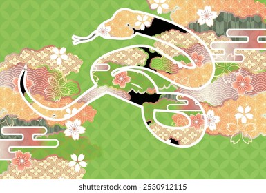 Snake New Year's card Oriental zodiac Background