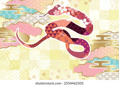 Snake New Year's card Oriental zodiac Background
