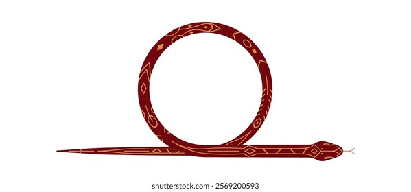 snake noose line border. 2025 Chinese Lunar New Year vector illustration isolated on white background.