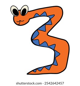 Snake number hand drawn vector file
