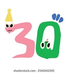 Snake number hand drawn vector file