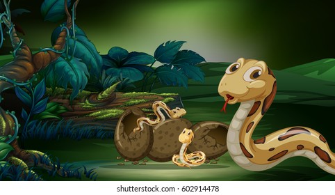 La serpiente y sus descendientes en la ilustración forestal