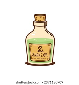 Snake oil. Vintage medicine. Retro styled cartoon illustration