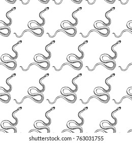 Snake on background vector illustration. Doodle style. Design, print, logo, decor, textile, paper