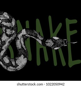 snake on black background,hand draw