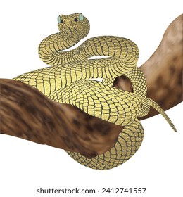 snake on the branch in with gold texture