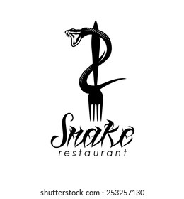 snake on the fork vector design template
