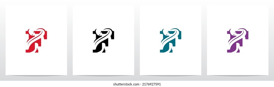 Snake On Letter Logo Design F