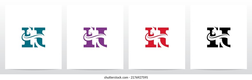 Snake On Letter Logo Design H